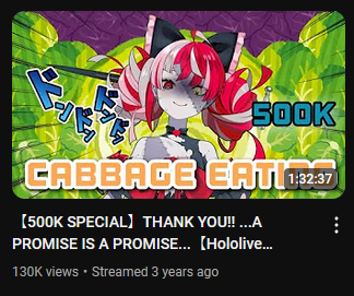 Ollie's 500k Celebration Cabbage Eating on-stream